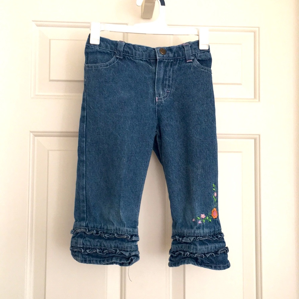 Nickelodeon Girls Jeans Size 5 Floral Embroidery Dora the Explorer Pants
